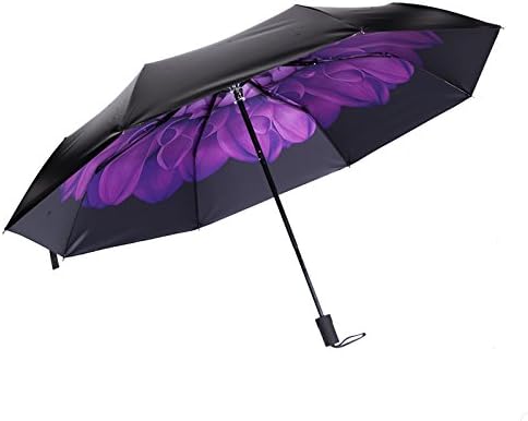 Tripod Compact Travel Umbrella - Manual Open / Close Folding Sun Umbrella UV Protection UPF 50+ - Compact Travel Rain Umbrella for Women