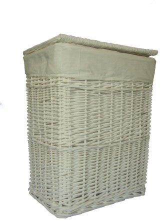 BRAND NEW RECT WHITE WICKER LINEN LAUNDRY BASKET MEDIUM