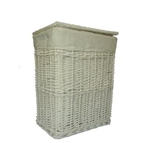 BRAND NEW RECT WHITE WICKER LINEN LAUNDRY BASKET MEDIUM