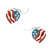 A Flag - Heart Shaped Red, White and Blue Fish Hook Earrings