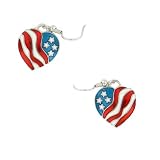 A Flag - Heart Shaped Red, White and Blue Fish Hook Earrings