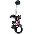 Black Hot Pink Gem IZZY LIZZY Belly Ring
