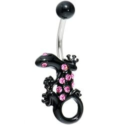 Black Hot Pink Gem IZZY LIZZY Belly Ring