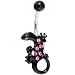 Black Hot Pink Gem IZZY LIZZY Belly Ring