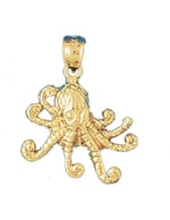 Dazzlers Solid 14k Gold Octopus Charm Pendant Available in three colors from jewelsberry (weights: 3.3 grams only)