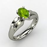 Oval Peridot Ring in 14K White Gold