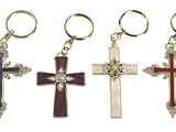 Jeweled Cross Keychain 4 Assorted Pewter Ing Assorted Styles 1-3/4 X 1/4 X 2-1/2 Set Of 8