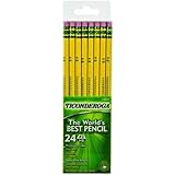 Dixon Ticonderoga Wood-Cased #2 HB Pencils, Six 24-Count Hang-Tab Boxes, Total 144 Pencils, Yellow (13924)