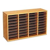 Safco Wood Adjustable Compartment Literature Organizer 36 Compartments 39.25 Inches Width x 16.25 Inches Height Medium Oak 9424MO