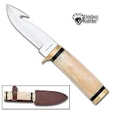 Timber Rattler Ivory Handle Gut Hook Knife w/ Leather Sheath