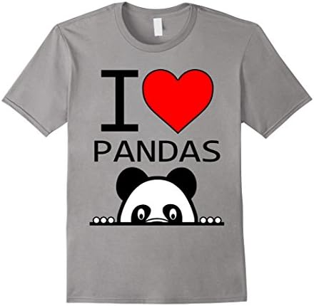I Love Pandas Shirt, I Heart Pandas - Male 2XL - Slate