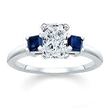 1.50 CT RADIANT DIAMOND W PRINCESS BLUE SAPPHIRE RING 18K