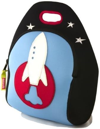 Dabbawalla Bags Out of this World Rocket Kids' Insulated Washable & Eco-Friendly Lunch Bag Tote Black/Blue by Dabbawalla