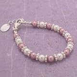 Sterling Silver Daisies and Swarovski Pearl Baby Bracelet
