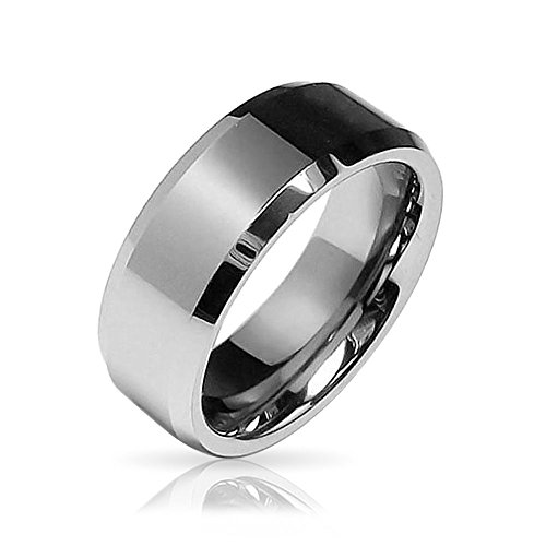 Bling Jewelry Beveled Edge Center Comfort Fit Tungsten Wedding Band 8mm