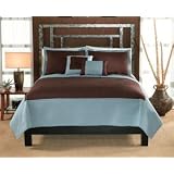 Barclay Full Queen Quilt with 2 Shams Aqua Chocolate by 