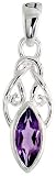 Sterling Silver Celtic Pendant, w/ Marquise Cut Natural Amethyst Stone, 1 1/16" (27mm) tall
