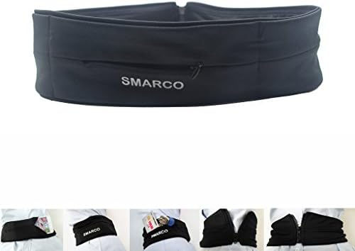 Three Pockets Running Belt,Smarco Waist Pack for Mobile Phone,Best Fitness Belt for Outdoors-Large Black