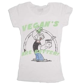 Popeye the Sailor Man Vegan's are Better Juniors Silver T-Shirt Tee