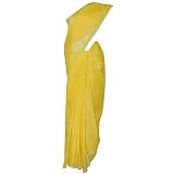 Sari Clothing in Cotton with Chikan Embroidery Yellow
