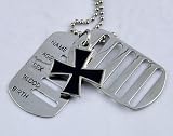 Iron Cross Necklace Punk Pendant Chain Dog Tags Rock