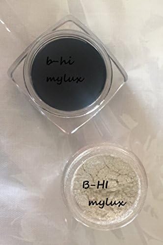 Silky White Shimmer Brow Bone Eyeshadow Dust Mineral Powder Pro Black Eye Liner + Brush