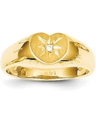 14k Childs Diamond Signet Ring - Size 3 - JewelryWeb