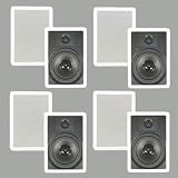 4 Pairs of New 8" In Wall Surround Sound HD Home Theater Rectangular Kevlar Speakers 4TS80W