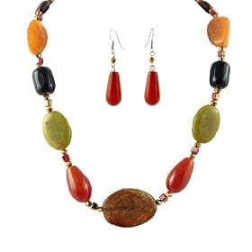 Necklace - N326 - Asst Semi Precious Gemstones + Matching Earrings (18")