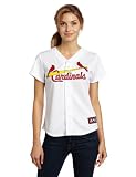 MLB St. Louis Cardinals Women's Short Sleeve 5 Button Synthetic Replica Jersey (White, Large)
