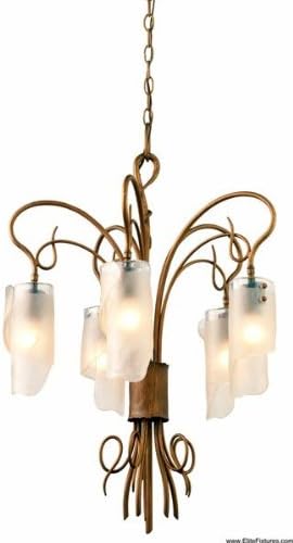 Varaluz Lighting 126C05HO Soho - Five Light Chandelier, Hammered Ore Finish with Brown Tint Ice Glass