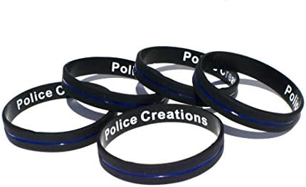 Thin Blue Line Police Bracelet - 2, 5, &amp; 10 Packs / Show Your Support For Local Law Enforcement / Police Support Wristband / Show Your Friends That Blue Lives Matter (5 Pack)