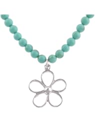 Sterling Silver Flower on Beaded Necklace, 18"