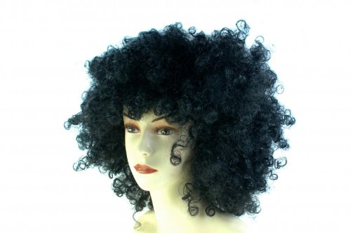 Wilde Afro Perücke aus Kunstfaser Hippie Karneval Fasching Faschingskostüm, Fb.:schwarz