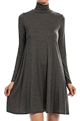 Rayon/Spandex Asymmetric Turtleneck Long Sleeves Tunic 