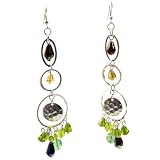 Image of Dangly Glass Beads and Metal Hoop Earrings, Green (Available in Different Colours)