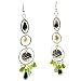 Dangly Glass Beads and Metal Hoop Earrings, Green (Available in Different Colours)