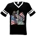Bald Eagle, Statue Of Liberty, American Flag Mens Ringer T-shirt, America Patriotic Mens V-Neck Tee Shirt, XX-Large, Black/White