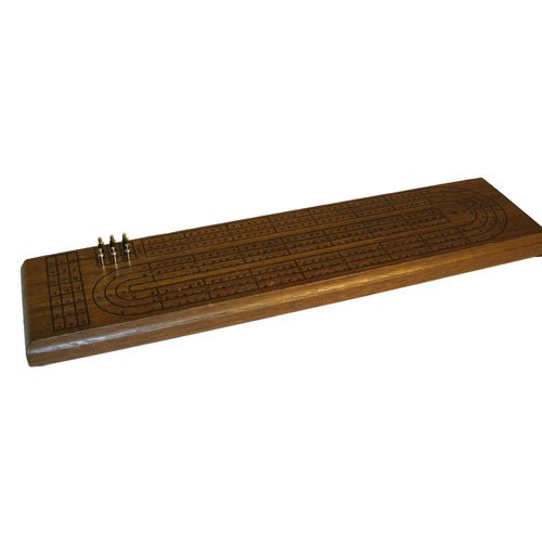 Worldwise Imports 3-Track Dark Oak Cribbage Board with Metal Pegs