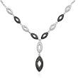 Sterling Silver Black and White Diamond Drop 'Y' Necklace, 18