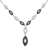 Sterling Silver Black and White Diamond Drop 'Y' Necklace, 18