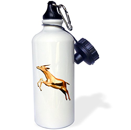 3dRoseLeaping Thomsons Gazelle Sports Water Bottle, 21 oz, White