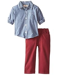 Apparel: Kids Headquarters Baby Boys Denim Shirt with Pants, Blue, 24 Months - Kids Headquarters Baby Sets