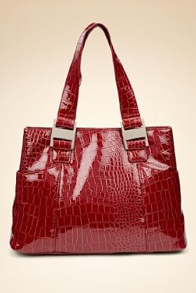 Crocodile Skin Design Side Pockets Buckle Handbag