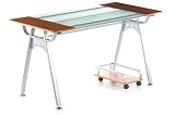 Produkt-Bild: HJH Office/Buerostuhl24 673894 Schreibtisch Computertisch Orion, alu / Teak