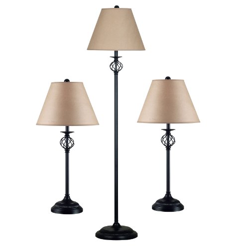 Kenroy Home 21015BL Wasatch Table and Floor Lamp, 3 Pack, Black