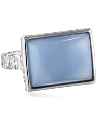 Sterling Silver Straight Baguette Angelite Ring, Size 7