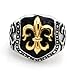 Stainless Steel Tri-Tone Fleur de Lis Biker Ring