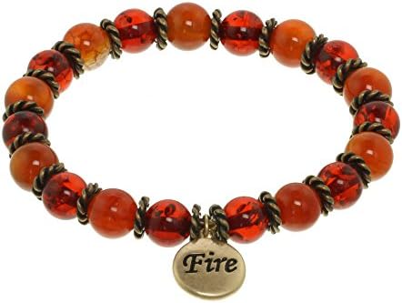 Fire Element Stretch Gemstone Bracelet for Women Made with Fire Agate Semi-precious Gemstone