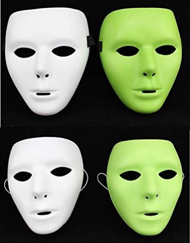 [You can choose from two colors set of 6] [plain white human face masked street hip-hop dance] your face face mask mask costume Cosplay Costumes (Luminous Luminous color set of two (one each man faces, female face))